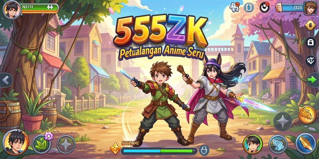 Screenshot gameplay <strong>555ZK</strong> menampilkan pertarungan karakter Anime yang seru.