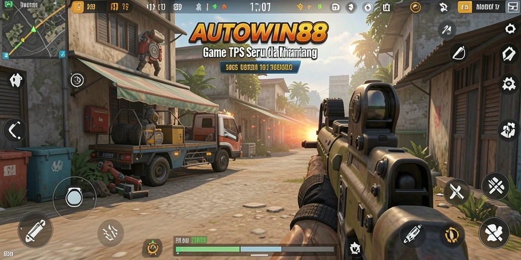 Screenshot utama AUTOWIN88 menunjukkan aksi mendebarkan dalam gameplay TPS.