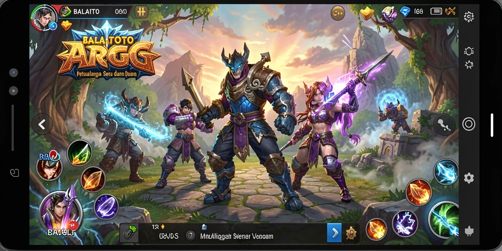 Screenshot BALAITOTO menampilkan aksi pertarungan seru di dunia fantasi.