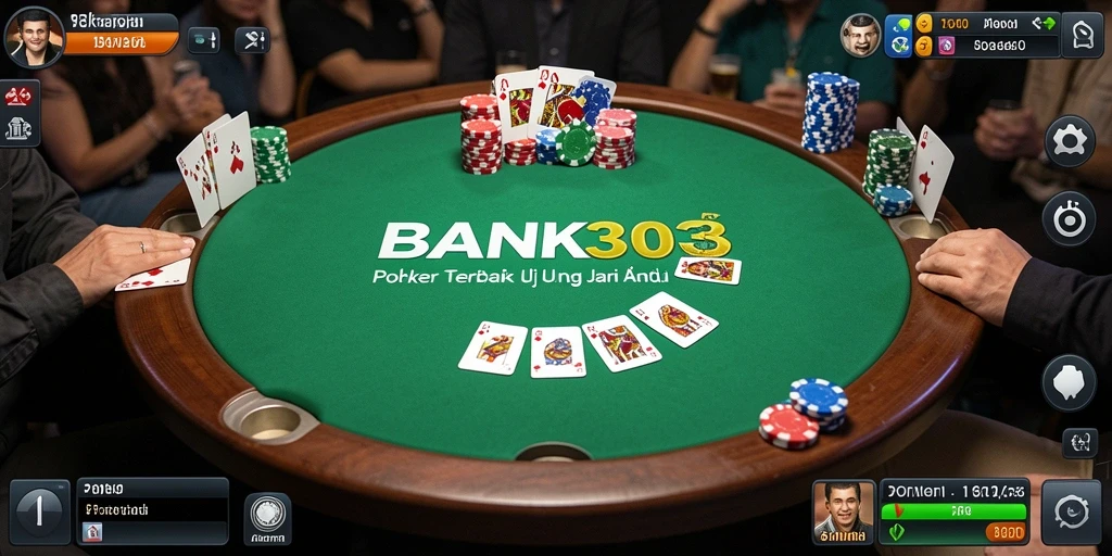 Screenshot gameplay BANK303 yang menampilkan suasana permainan Poker yang seru.