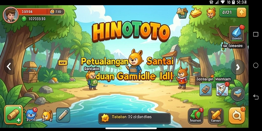 Screenshot gameplay HINOTOTO menampilkan visual menarik dan karakter unik.