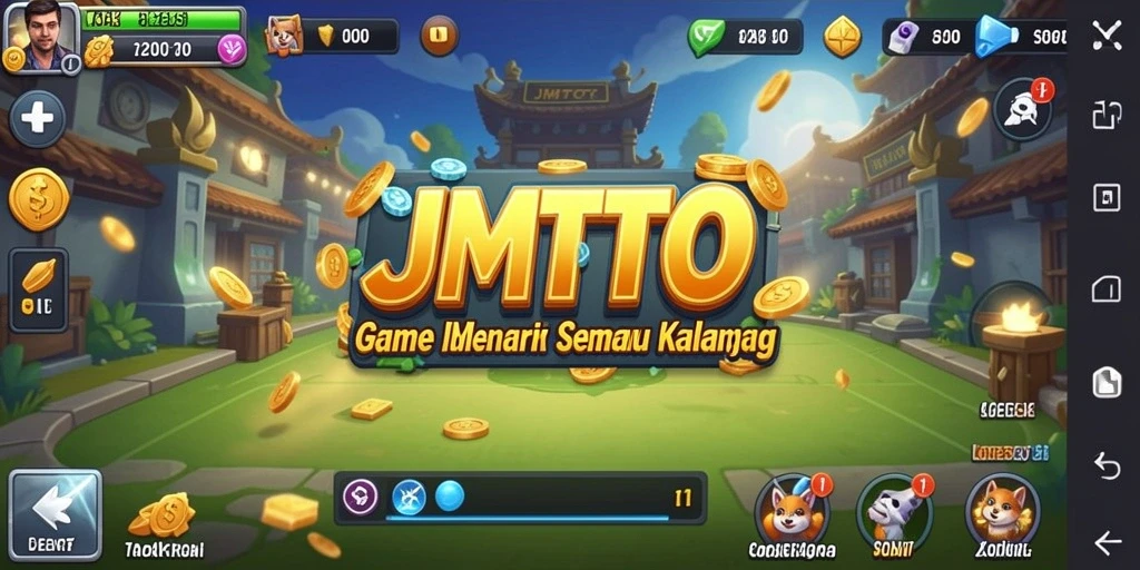 Screenshot gameplay JMTOTO menampilkan aksi karakter dalam pengumpulan sumber daya.