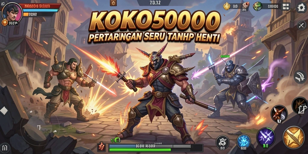 Gameplay KOKO5000 yang menampilkan pertarungan seru antara karakter-karakter unik.
