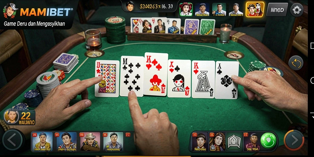 Tampilan seru gameplay domino di MAMIBET.