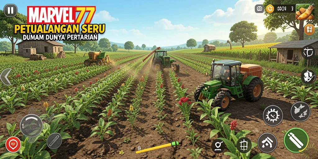 Tampilan menarik dari gameplay MARVEL77 yang menampilkan aktivitas pertanian.