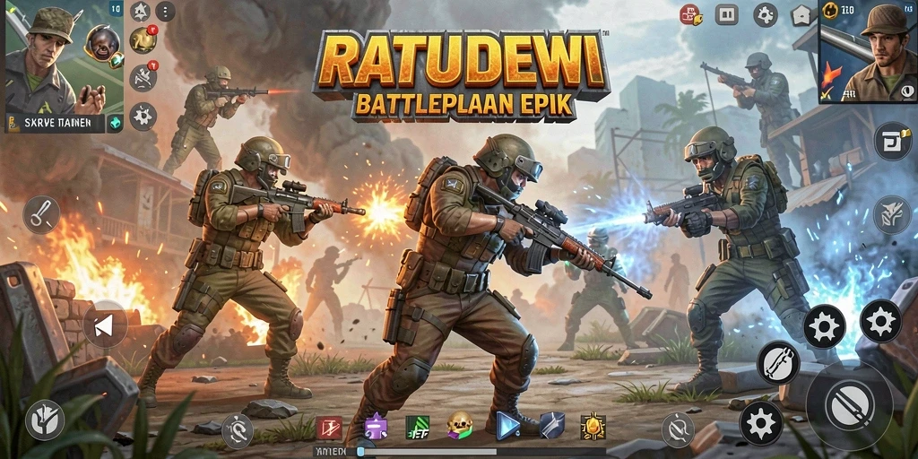 Gameplay seru dan intens dalam RATUDEWI Battle Royale.