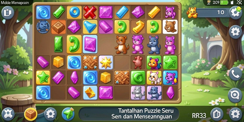 Gameplay RR33 dengan berbagai teka-teki yang menantang.