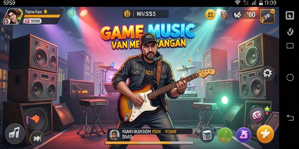 Screenshot S9S9 menampilkan pemain menikmati gameplay musik yang seru.