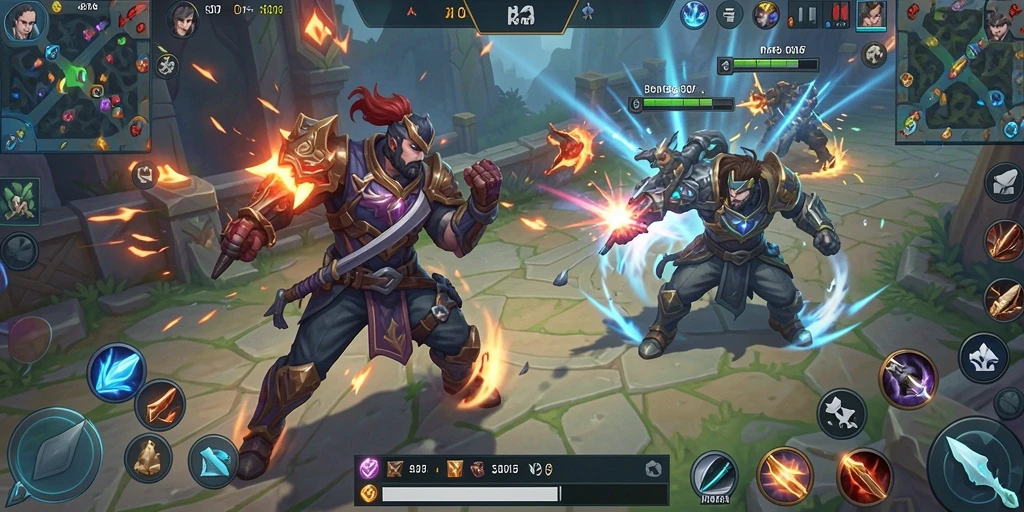 Tampilan seru pertarungan karakter di arena MOBA SD107.