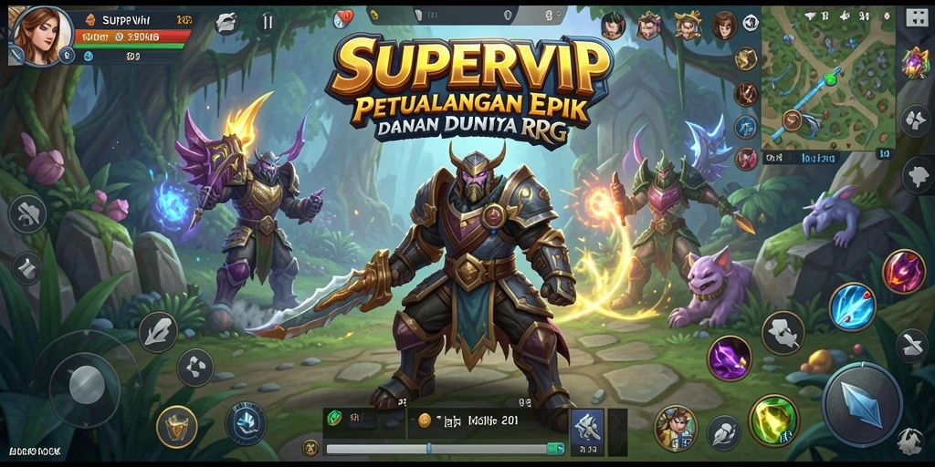 Tampilan gameplay SUPERVIP yang menakjubkan saat petualangan dimulai.