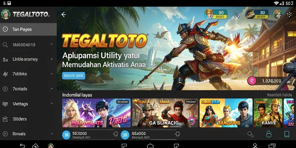 Tampilan utama TEGALTOTO dengan fitur-fitur segala kemudahan.