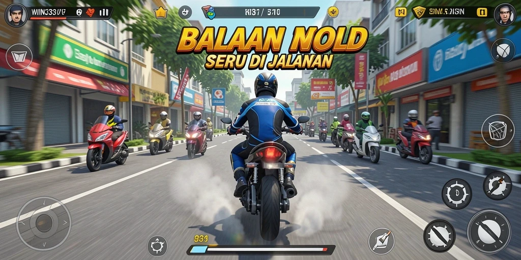 Screenshot dari gameplay WIN33 yang menampilkan balapan motor yang seru.