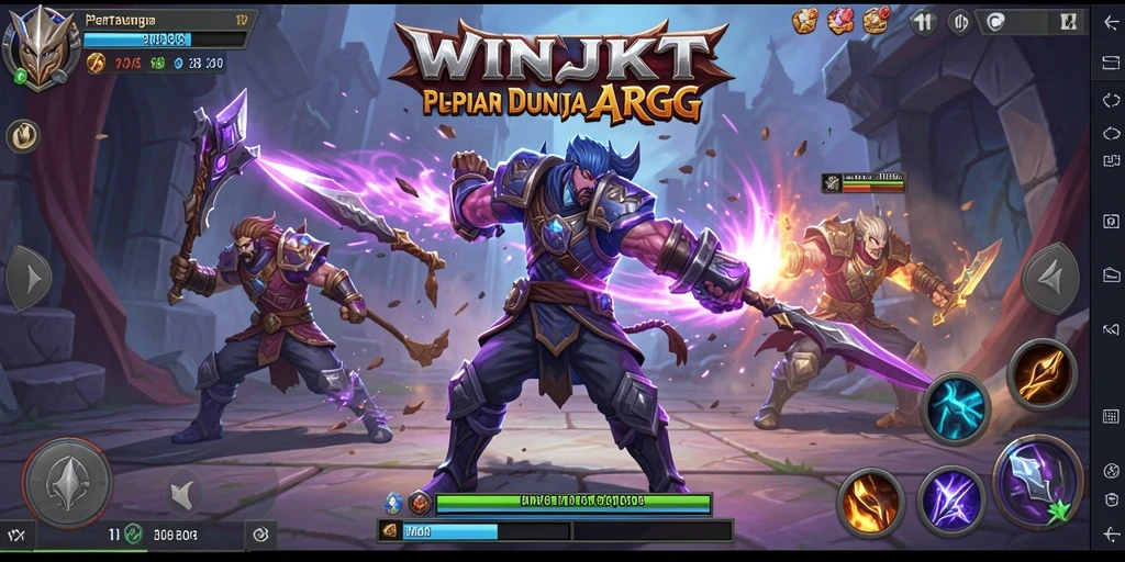 Screenshot WINJKT menampilkan pertarungan karakter yang mendebarkan di dunia fantasi.